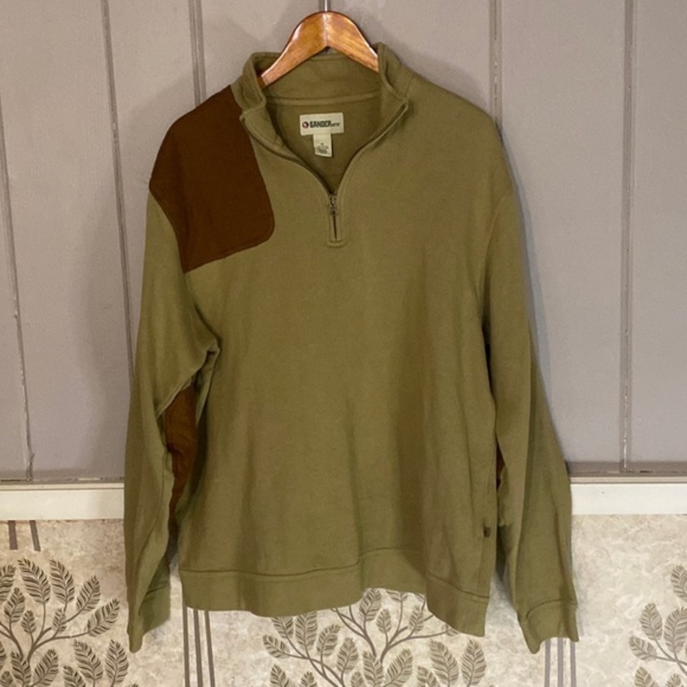 🌟HP!🌟GANDER MOUNTAIN XL 3/4 zip sweatshirt/jacket in green w/ brown accents